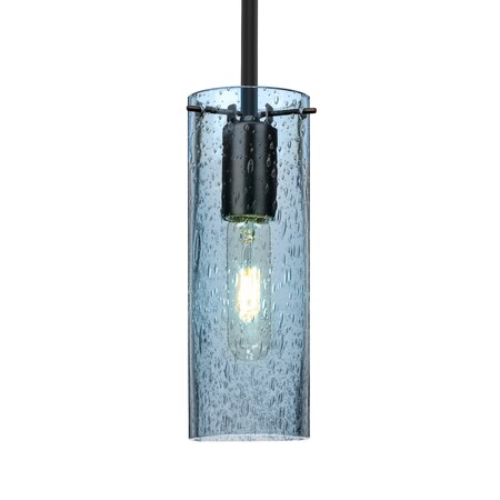 Besa Lighting Besa Juni 10 Pendant, Blue Bubble, Black Finish, 1x 60W MAX E26 Base 1TT-JUNI10BL-BK