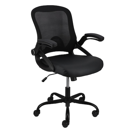 Elama Mid Back Adjustable Mesh and Fabric Office Chair in Black ELM-F-021