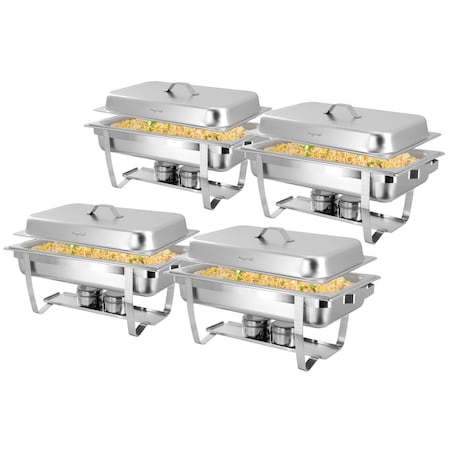 Megachef 9.5 Quart Stackable Stainless Steel Professional Chafing Dish/Buffet Server Trays, 4PK MG-430301-4