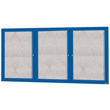Aarco Outdoor Enclosed Bulletin Board w/ Al Frame, Powder Coated Blue, 36''Hx72''W ODCC3672-3RB