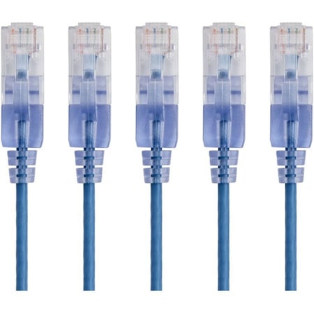 Monoprice Slim Cat6A Cable, 5 Pack, 5 ft.Blue 15134