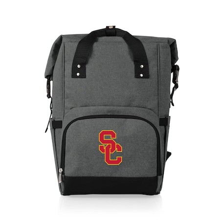 Picnic Time Family Of Brands NCAA USC Trojans On The Go Roll-Top Backpack CoolerHeathered Gray 616-00-105-096-0