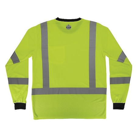 Ergodyne Hi-Vis Shirt, 5XL, Lime, Long Sleeve 22209