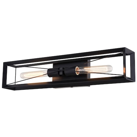 Vaxcel Milton 2-Light Black Transitional Wall Sconce, Bathroom Vanity Lighting Fixture W0538