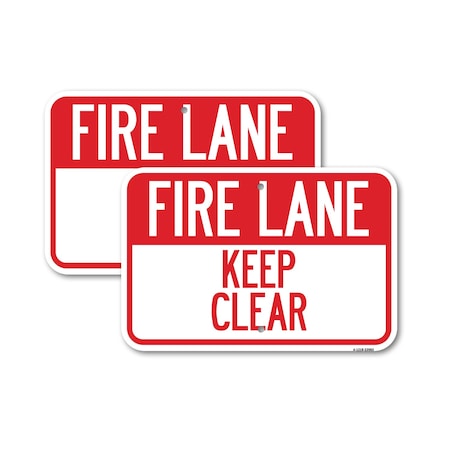 Signmission Fire Lane Keep Clear, 12'' X 18'' 2 Signs, Heavy Gauge Aluminum, 2PK A-1218-2PACK-23983