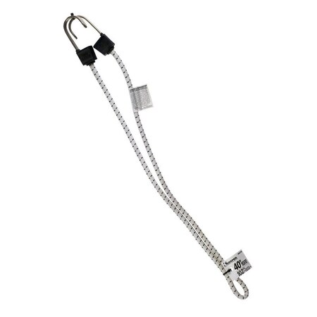 Keeper Bungee Cord, 0.315 in Dia, 40 in L, Rubber/Steel, Black/White, Hook End A06278Z