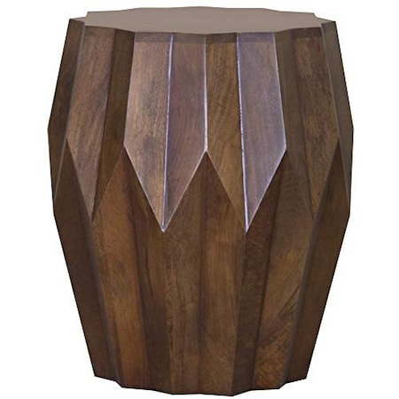 Homeroots 23" Dark Brown Solid Wood Drum End Table 373962