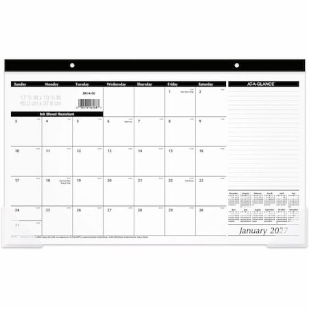 At-A-Glance At a Glance AAGSK1400 Compact Monthly Desk Pad; Black SK14-00