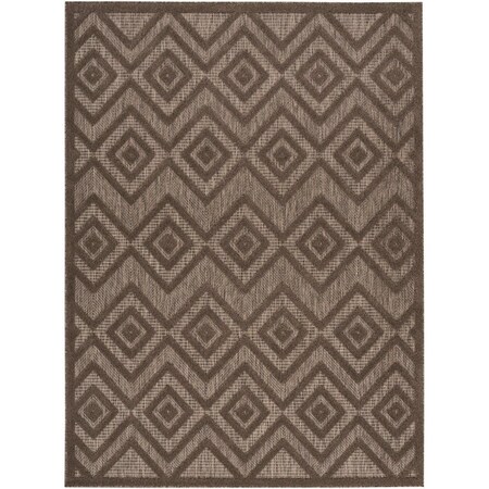 Homeroots 5' X 7' Dark Brown And Light Brown Geometric Indoor Outdoor Area Rug 556279