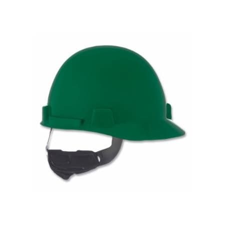 Msa Safety SmoothDome Slotted Hard Hat Cap Style, 4-Point Fast-Trac III, Green 454-10074072