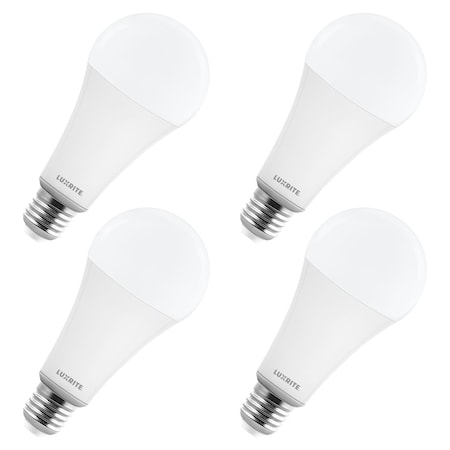 Luxrite A23 LED Light Bulb, 33 Watt, E26 Base Bulb, 4000 Lumens, Dimmable, 3000K Soft White, 240Deg., 4PK LR21456