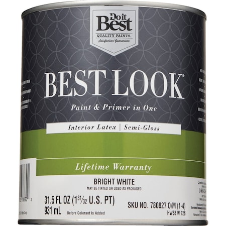 Do It Best Best Look Latex Premium Paint & Primer In One Semi-Gloss Interior Wall Paint Bright Wht 1 Qt. HW38W0726-14