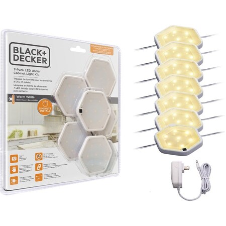 Black & Decker PureOptics LED Under Cabinet Puck Light Kit Warm, PK7 LEDUC-PUCK-7WK