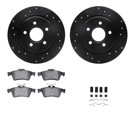 Dynamic Friction Co DFC Rotors-Drilled & Slotted-Black w/ EURO 5000 Ceramic Brake Pads Incl Hdw 8612-27035