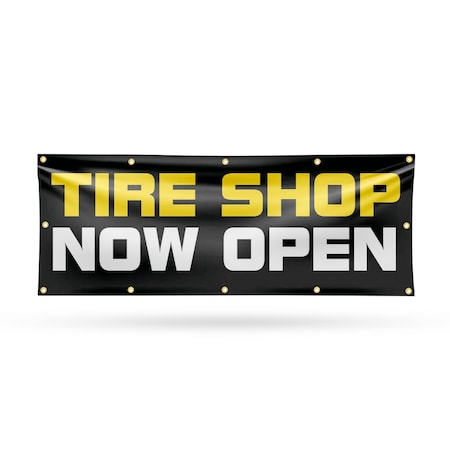 Signmission Tire Shop Now Open, 48 Inch x 120 Inch, Vinyl Banner B-120-30892