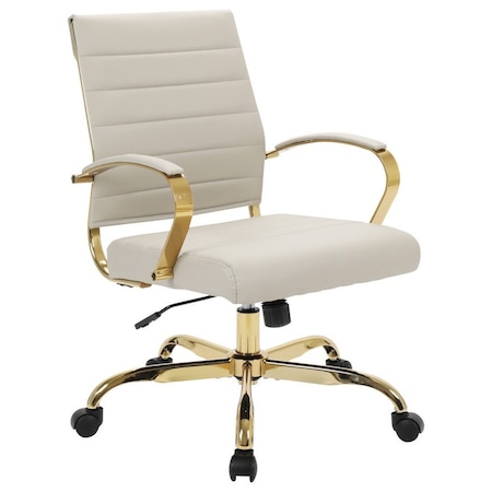 Leisuremod Benmar Leather Office Chair with Gold Frame, Tan BOG19TL