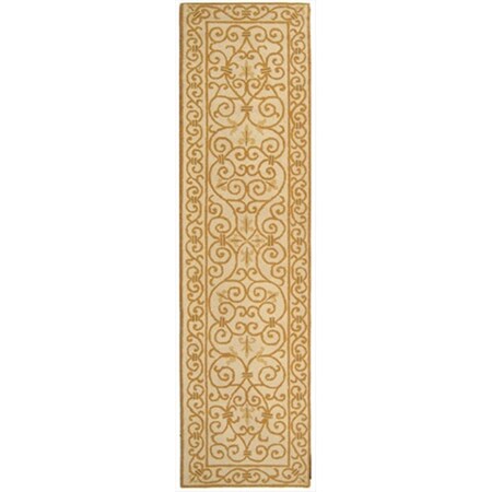 Safavieh 2 ft. - 6 in. x 10 ft. Runner- Transitional Chelsea Ivory And Gold Hand Hooked Rug HK11P-210