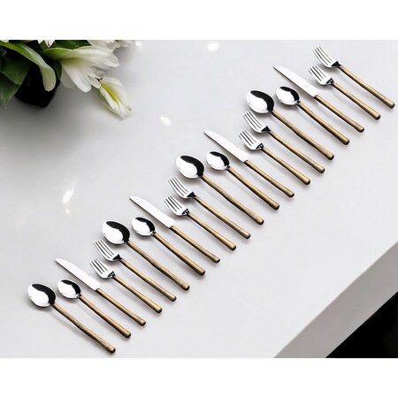 Homeroots Matte Gold Stainless Steel Twenty Piece Hand Forged Flatware Set 568831