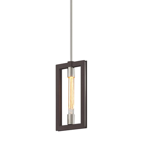 Troy Lighting Enigma 1 Light Pendant 1.5 In. Textured Bronze/Stainless Steel F6183-TBZ/SS