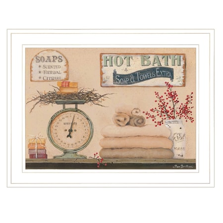 Homeroots Hot Bath 16 White Framed Print Bathroom Wall Art 406788