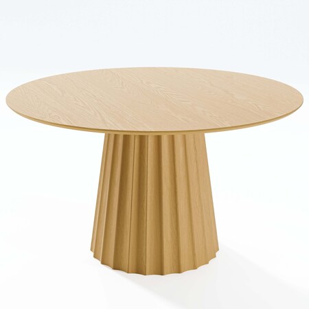 Homeroots 52" Brown Solid Wood Pedestal Base Round Top Dining Table 721024