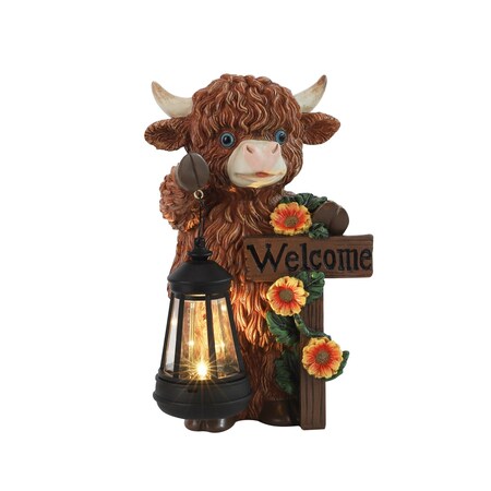 Techko Sunny Moo Outdoor Solar Cow Garden Statue with Integrated LED Lantern, 8PK SG-824-8PK