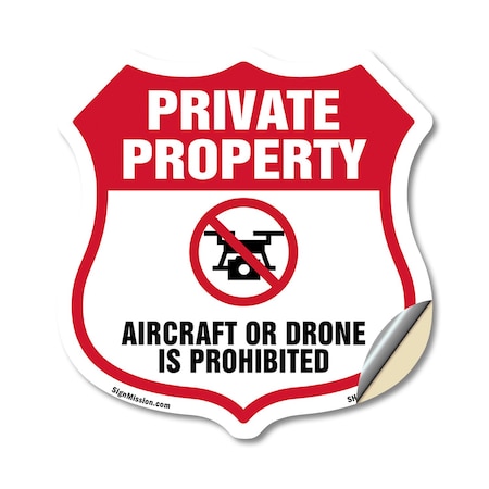 Signmission No Drone Shield Sign Aircraft Or Drone I, 18 Inch X 18 Inch, Vinyl Decal SHI-D-18-391