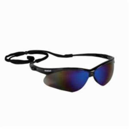 Kleenguard V30 Lightweight Safety Glasses with Neck Cord, Anti-Scratch, Blue Mirror Lens, Wrap Around Frame 14481
