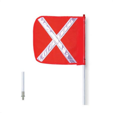 Justrite General Purpose Non-Lighted Warning Whip with White Reflective X, 11 in W x 12 in H Flag, 6 ft OAH FS6X-QD-O