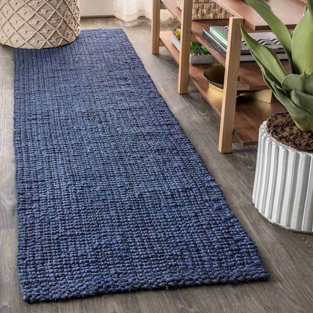 Jonathan Y Pata Hand Woven Chunky Jute Navy 2 ft. x 8 ft. Runner Rug NRF102D-2