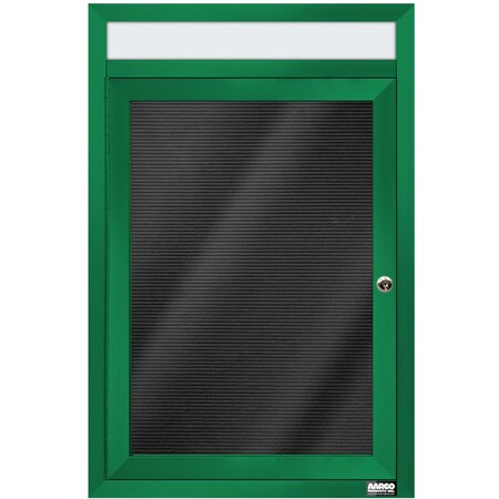 Aarco Enclosed Letter Board Directory w/ Powder Coated Green Aluminum Frame and Header, 24''Hx18''W, 1 Door ADC2418HG