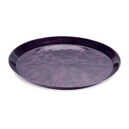 Homeroots 14" Purple Metal Etched Round Serving Tray 634489
