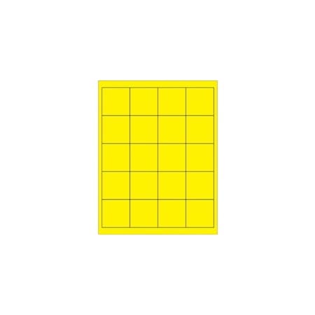 Bubblefast 2 x 2'' Fluorescent Yellow Rectangle Laser Labels-20 Labels per Sheet BFLL172YE