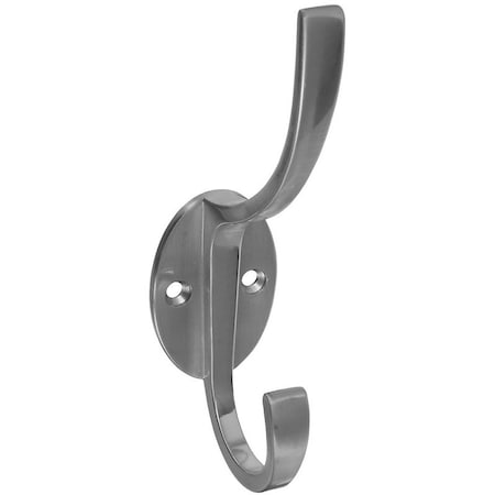National Hardware V8009 Coat and Hat Hook, 2Hook, Zinc, Satin Nickel N806-824
