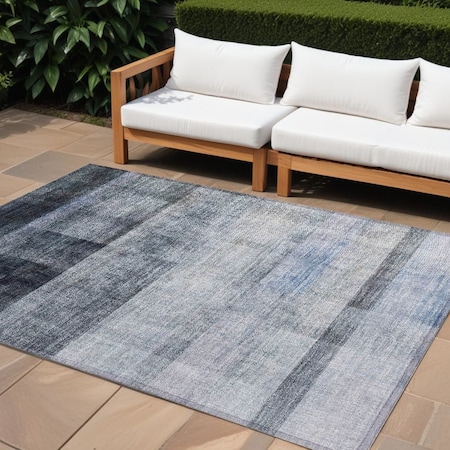 Homeroots 9' X 12' Navy and Gray Ombre Washable Non Skid Indoor Outdoor Area Rug 563653