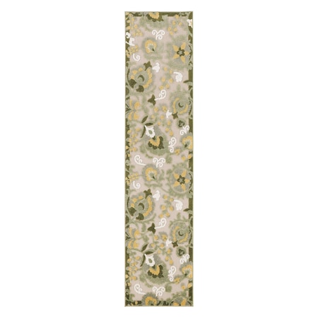 Homeroots 6' Ivory And Green Floral Indoor Outdoor Runner Rug 548030
