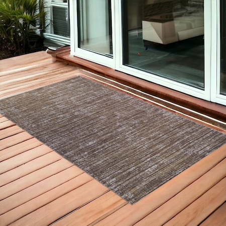 Homeroots 2' X 3' Brown and Ivory Striped Stain Resistant Indoor Outdoor Area Rug 531653