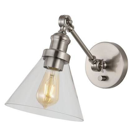 Jonathan Y Cowie 8" Iron/Glass Adjustable LED Wall Sconce, Nickel JYL7575B