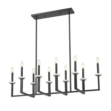 Z-Lite Gaultier Matte Black+Modern Gold 10 Light Linear Chandelier 6100-10L-MB