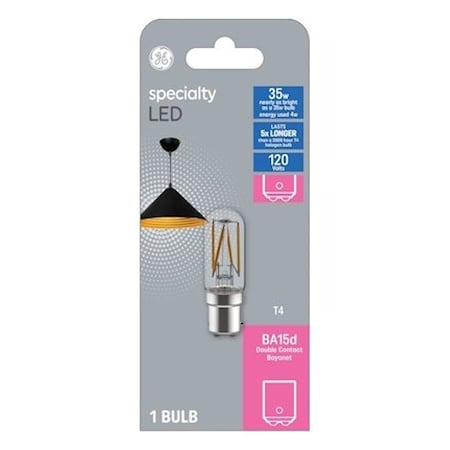 Ge LED Bulb, T4 Lamp, 50 W Equivalent, Ba15d Bayonet Lamp Base, Clear 93129023