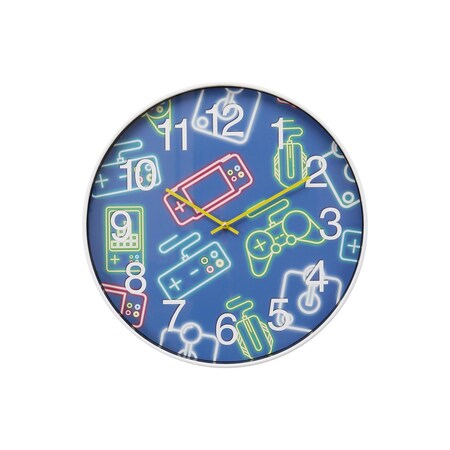 Monarch Specialties Clocks, 18-in. Round, Juvenile, Wall Clock, Multi-colored Face, White Frame, Contemporary, Modern I 9104