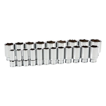 Tekton Socket Set, Steel, 21 Pieces SHD93017