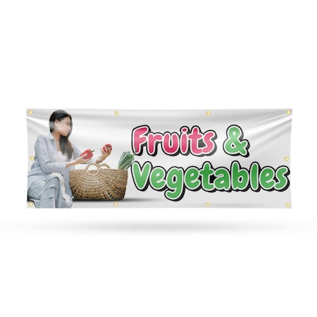 Signmission Fruits and Vegetables, 36 Inch x 96 Inch, Vinyl Banner B-96-30665