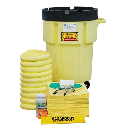 Enpac 95-Gallon Wheeled Poly SpillPack Spill Kit, Aggressive, Yellow with Black Slip-Top Lid 1498-YE