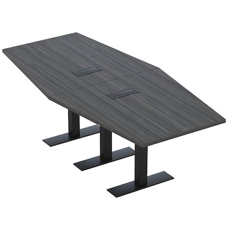 Skutchi Designs 8 Person Conference Table With Power Unit | 8' Hexagon Table | Harmony Series HAR-HEX.IR-48X96-T.BK-WA7949-EBLK
