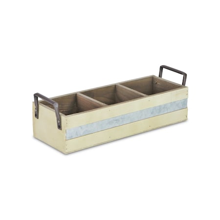 Homeroots 15" Antiqued White Solid Wood And Metal Box 487955