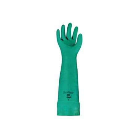Alphatec Solvex 37-185 Nitrile Gloves, Gauntlet Cuff, Unlined, Size 10, Green, 22 mil, 12PK 012-37-185-10