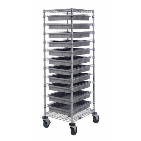Quantum Storage Systems WIRE BIN CART W/11 GRAY BINS BC212469M2GY
