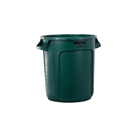 Rubbermaid Commercial BRUTE 10 gal Round Heavy Duty Plastic Can, Dark Green, None, Plastic, Not Applicable FG261000DGRN