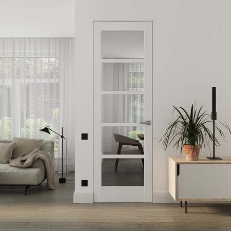 Sartodoors Hidden Door White 28x96 Solid Core Modern Interior QUADRO4522MF-WS-28x96-LH-I